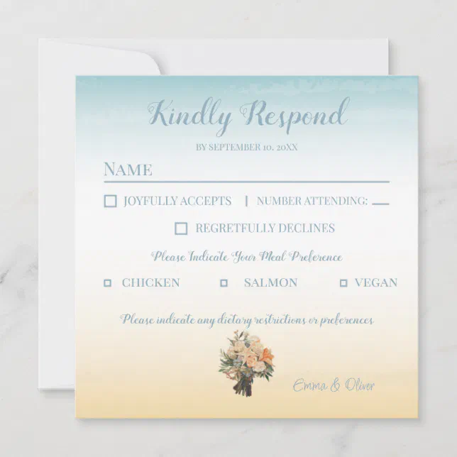 Seaside Theme Wedding RSVP Card