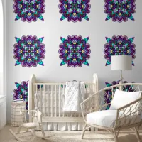 Hand drawn Purple and Blue Mandala Wallpaper