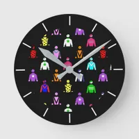 Horse Lover Equestrian Jockey Silks Patterned Round Clock