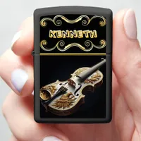 Personalized violin eagle detailed vibrant zippo lighter