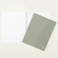 Sage Green Elegant Simple Minimalist Personalized Planner