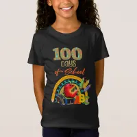 100 days of School Red and Yellow Apple Black  T-Shirt