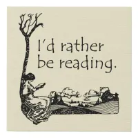 I'd Rather Be Reading with Vintage Illustration Faux Canvas Print