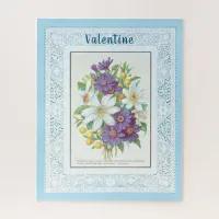 Romantic Vintage Flowers Lace Border Valentine Jigsaw Puzzle