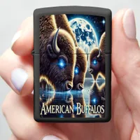 Buffaloes Under Starlit Cosmic Serenity Scene Zippo Lighter