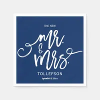 Wedding Cocktail Napkins | Typography (Navy Blue)