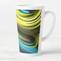 Blue and Gold Abstract Silk and Satin Rolls Latte Mug
