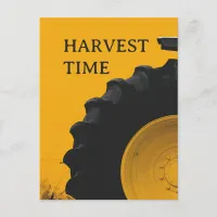 Yellow Tractor Tire Postcard