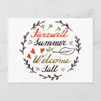 farewell summer welcome fall holiday postcard