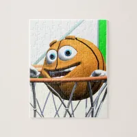 Funny Cartoon Basketball in a Hoop Jigsaw Puzzle