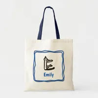 Tote Bag - Cat Letter E with Name in Frame