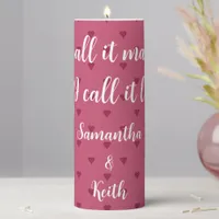 Red Hearts Personalized Pillar Candle