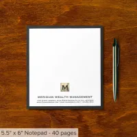 Elegant Gold Monogram Initial Notepad