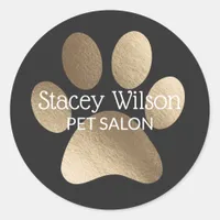 Gold Paw Print Logo On Charcoal Product Label