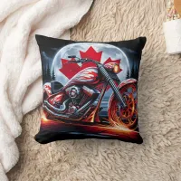 Bold motorcycle riding under a Canadian night sk Throw Pillow