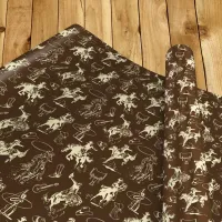 Western Cowboy Rodeo Pattern Dark Brown Wrapping Paper