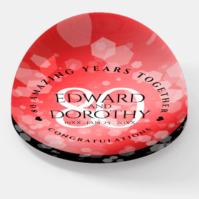 Elegant 80th Ruby Wedding Anniversary Celebration Paperweight