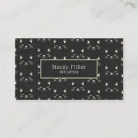 Cute Cream Charcoal Cat Faces Pet Sitter Business Card