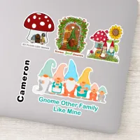 Gnome Mushroom Home Family Collection Add Name 8" Sticker