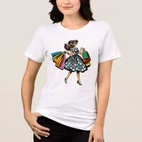 Let's Go Shopping! Funny Woman with Bags Tri-Blend Shirt