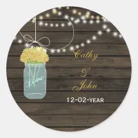 yellow flowers mason jar wedding favor stickers