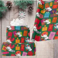 White Elephant Christmas Presents Green Background Wrapping Paper