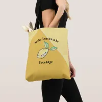 Lemon Summer Yellow Modern Cute Kitschy Fun Name Tote Bag