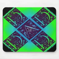 Dad Fancy Text Green Blue Background Mouse Pad