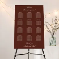 Dark Cinnamon 12 Table Seating Chart Foam Board