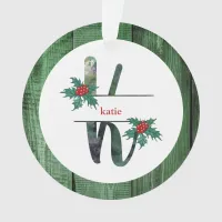 *~* Letter K  Rustic Christmas PHOTO Wood AP44  Ornament