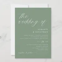 Romantic Modern Sage Green Wedding Invitation