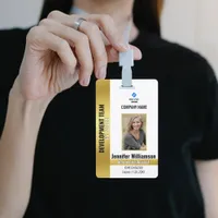 Gold Company Security QR Code Employee Photo ID Badge