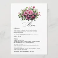 Fuchsia and Emerald Green Floral Wedding Menu