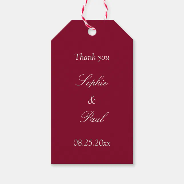 Burgundy Wedding Favor Thank You Gift Tags