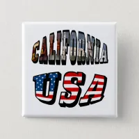 California Picture and USA Flag Text Pinback Button