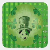 St. Patrick's Dog with Shamrocks Drawing Stickers
