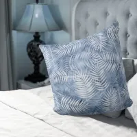 Lush Palm Leaf Pattern Windsor Blue ID956 Throw Pillow