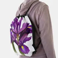 Elegant Dutch Iris Purple Sensation Flowers Drawstring Bag