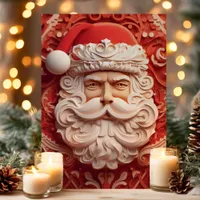 3D Intricate Santa Claus Christmas Holiday Card