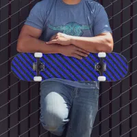 Thin Black and Blue Diagonal Stripes Skateboard
