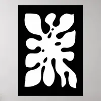 Tropical Monstera Jungle Leaf Black and White Poster