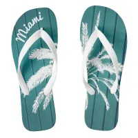 Miami Beach Palm Trees Blue and White Flip Flops