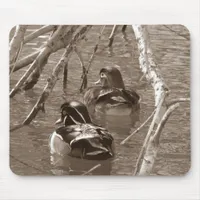 Wood Duck Pair in Sepia Mouse Pad