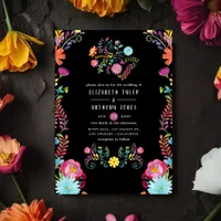 Colorful Watercolor Floral Mexican Fiesta Wedding Invitation