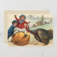 Vintage "Thanksgiving" | Children and Autumn Scene Invitation