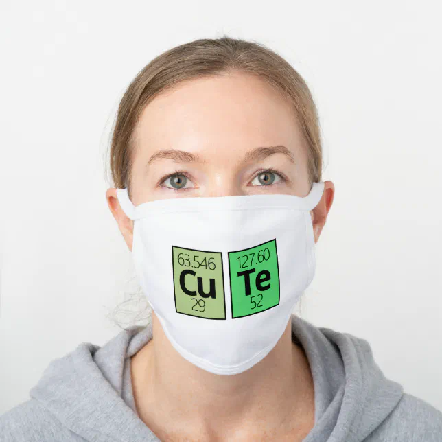 Cute Periodic Table Element Symbols White Cotton Face Mask