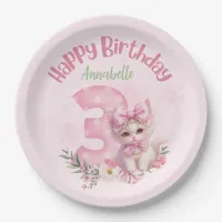 3 Year Old Birthday Party Kitten Theme Paper Plate