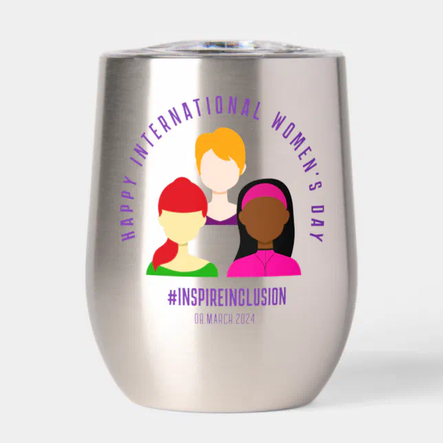 Elegant Faces International Women's Day March 8 Thermal Wine Tumbler