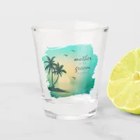 Tropical Isle Mother of the Groom Teal ID581 Shot Glass