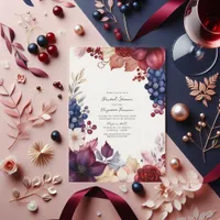 Burgundy, Navy & Blush Boho Wine Tasting Shower Invitation